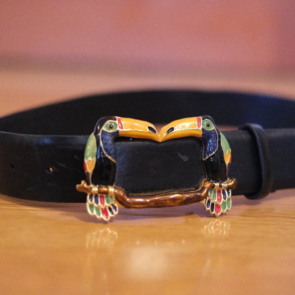 Vintage Women's Belt with Toucan Detail